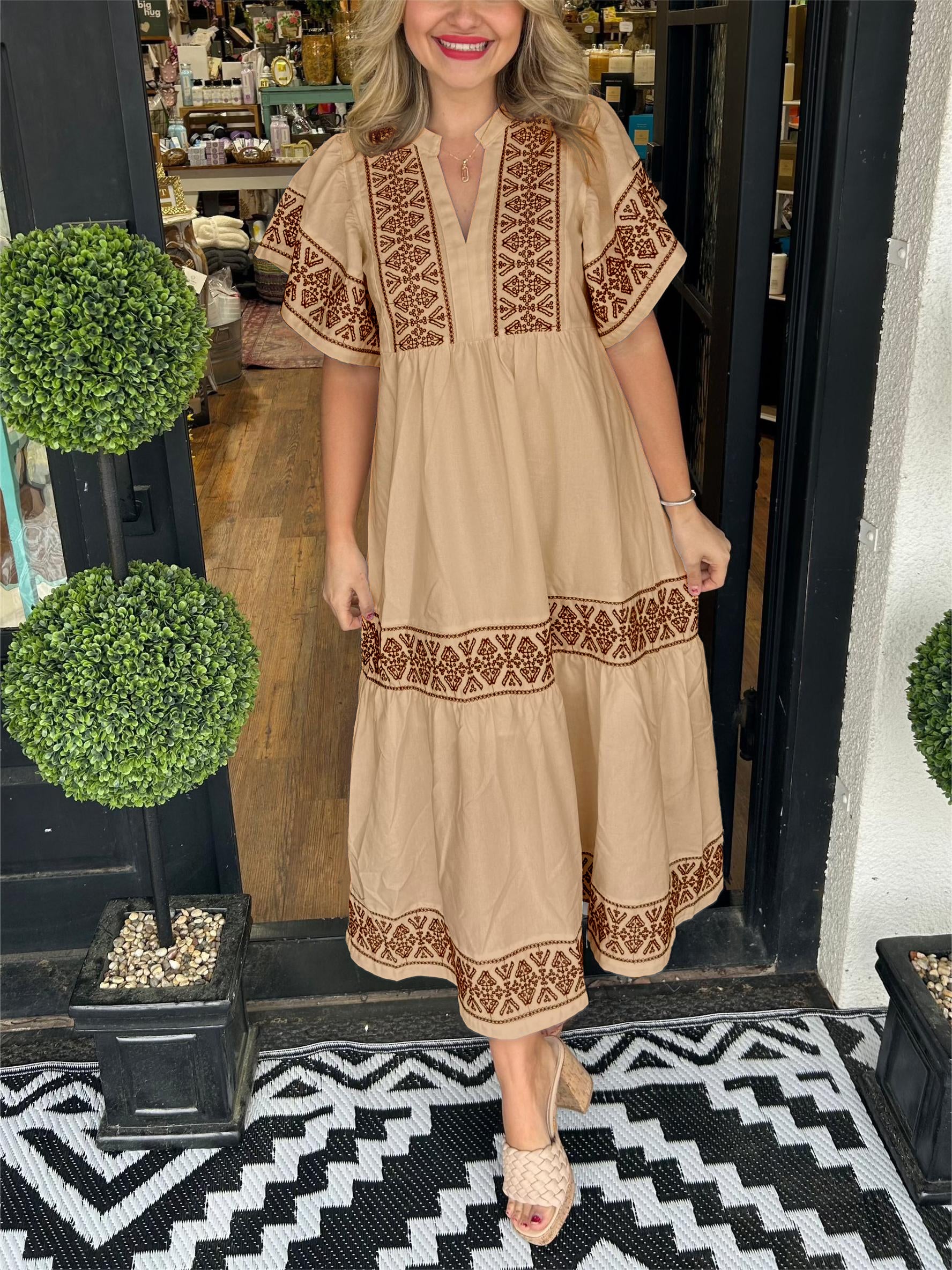 Patricia | Women’s Summer Boho V Neck Midi Dress