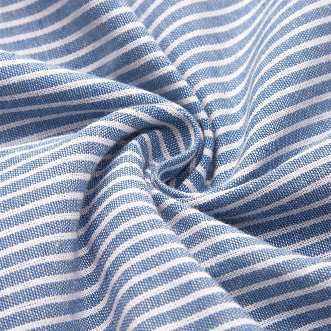 Frida | Women's Linen Striped Button-Trim Scoop Neck Midi Dress Carol & Margaret Wilmington
