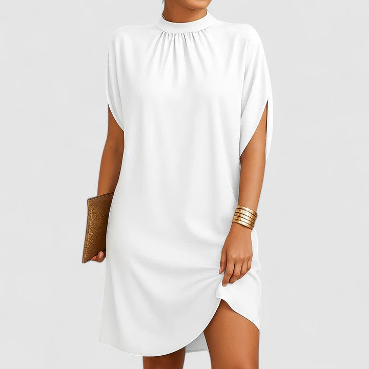 Juliet | Women's Satin Mock Neck Split Sleeve Mini Dress Carol & Margaret Wilmington
