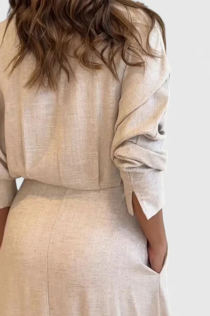 Della | Women's Linen Belted Button-Down Maxi Shirt Dress Carol & Margaret Wilmington