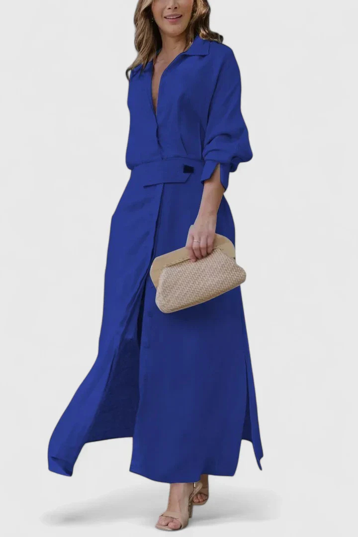 Della | Women's Linen Belted Button-Down Maxi Shirt Dress Carol & Margaret Wilmington