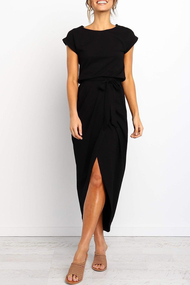 Delaney | Women's Chiffon Cap Sleeve Belted Wrap Midi Dress Carol & Margaret Wilmington