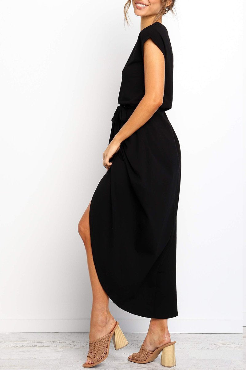 Delaney | Women's Chiffon Cap Sleeve Belted Wrap Midi Dress Carol & Margaret Wilmington