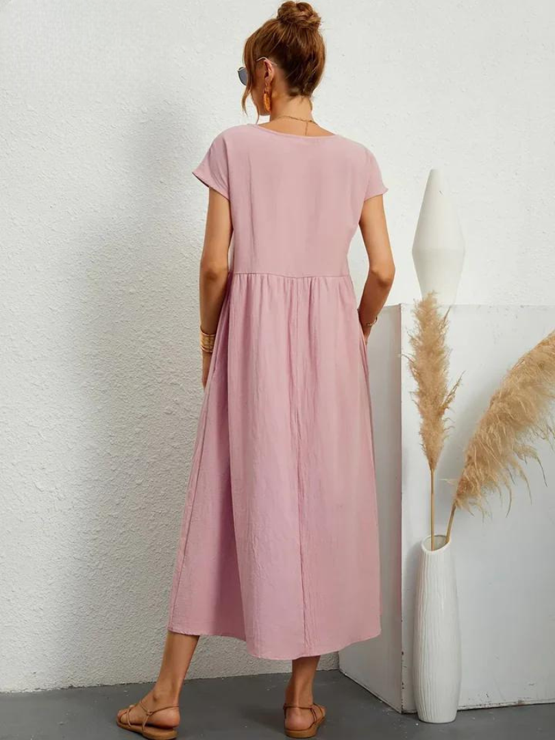 Melina | Women's Cotton Cap Sleeve Gathered Waist Midi Dress Carol & Margaret Wilmington