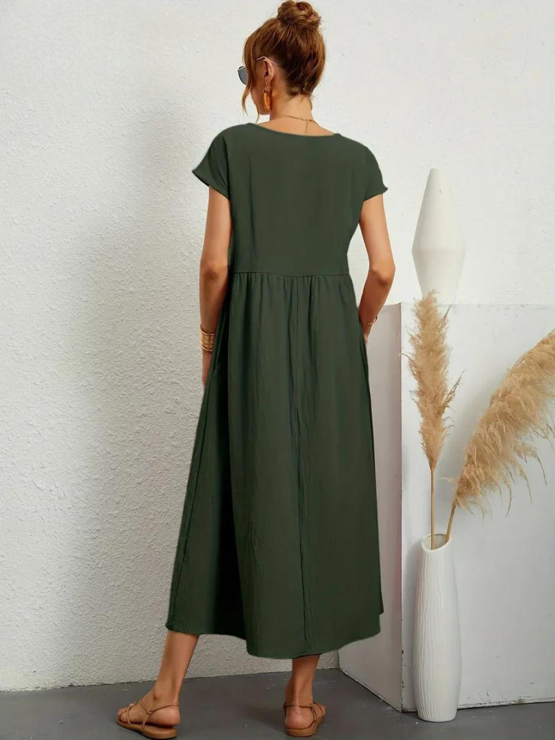 Melina | Women's Cotton Cap Sleeve Gathered Waist Midi Dress Carol & Margaret Wilmington
