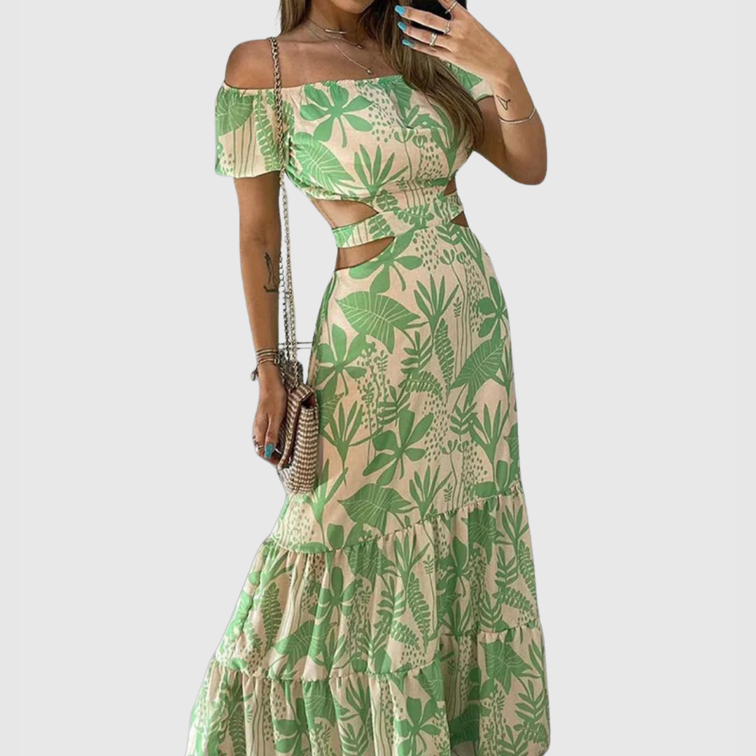 Melany | Women's Cotton Off-Shoulder Cutout Tiered Maxi Dress Carol & Margaret Wilmington