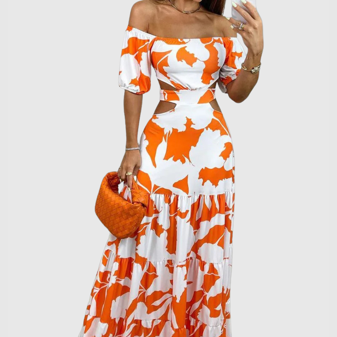 Melany | Women's Cotton Off-Shoulder Cutout Tiered Maxi Dress Carol & Margaret Wilmington