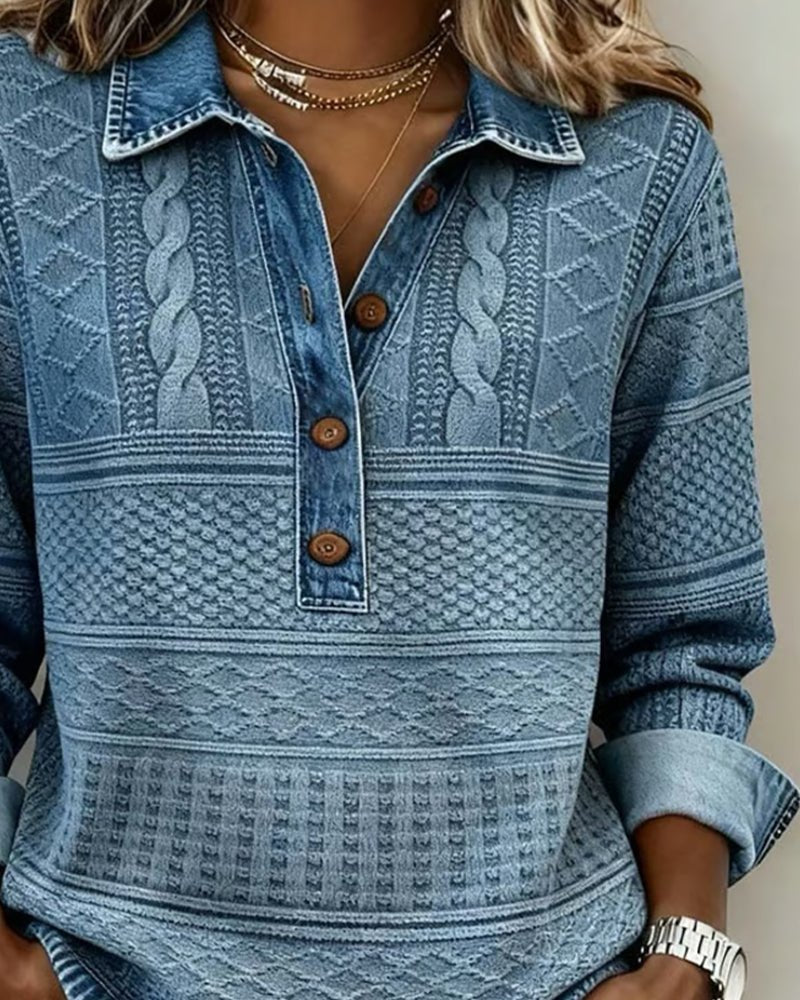 Charlotte | Cable Knit Sweater Half Button Collared Pullover