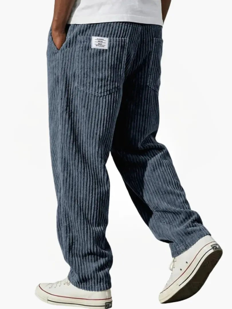 Men's Corduroy Pants Relaxed Fit Drawstring Waist - Blau