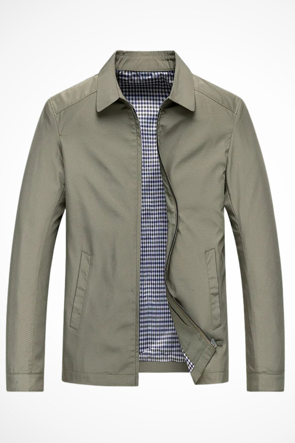 Lucas | Men's Harrington Jacket Zip Front Check Lining