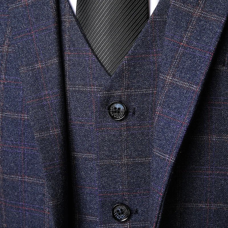 Lucas | Men's Tailored Three-Piece Windowpane Check Suit
