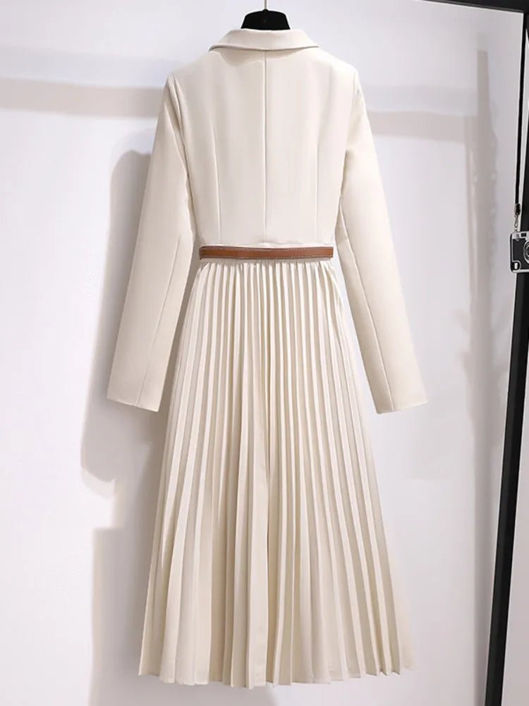 Grace | Midi Dress Blazer Style Belted Pleated
