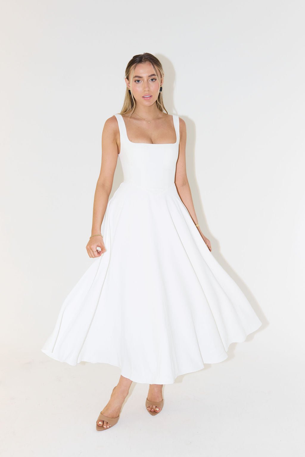 Penelope | Midi Dress Square Neckline A-Line Sleeveless