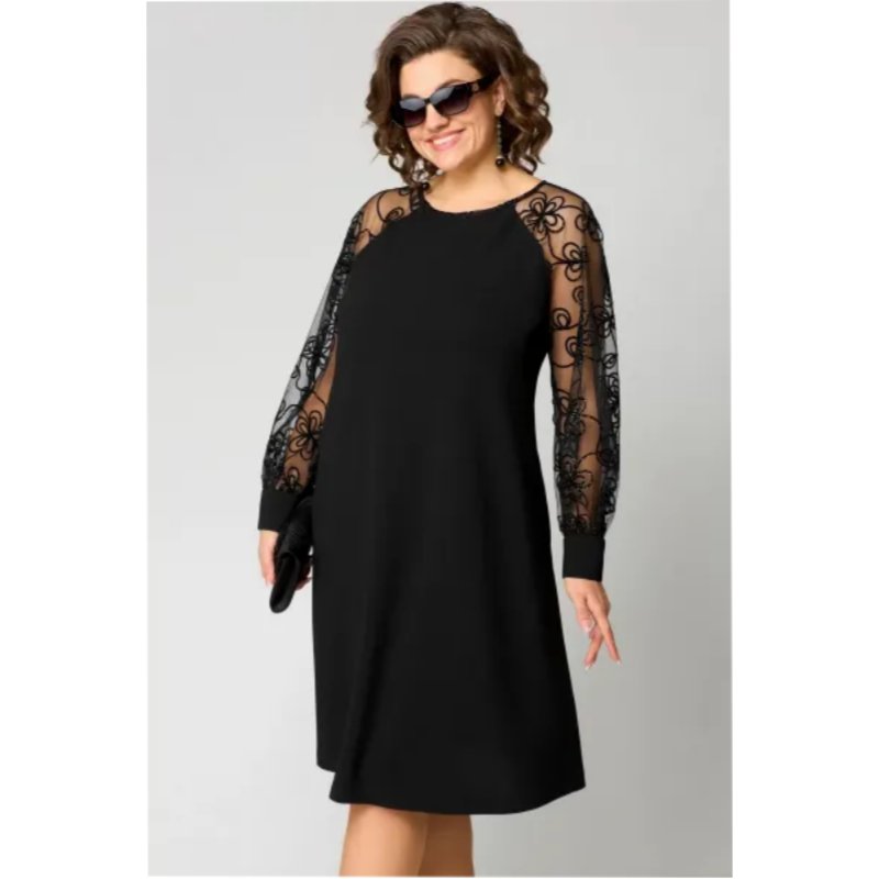 Madison | Plus Size Lace Sleeve Dress A-Line Knee Length Elegant