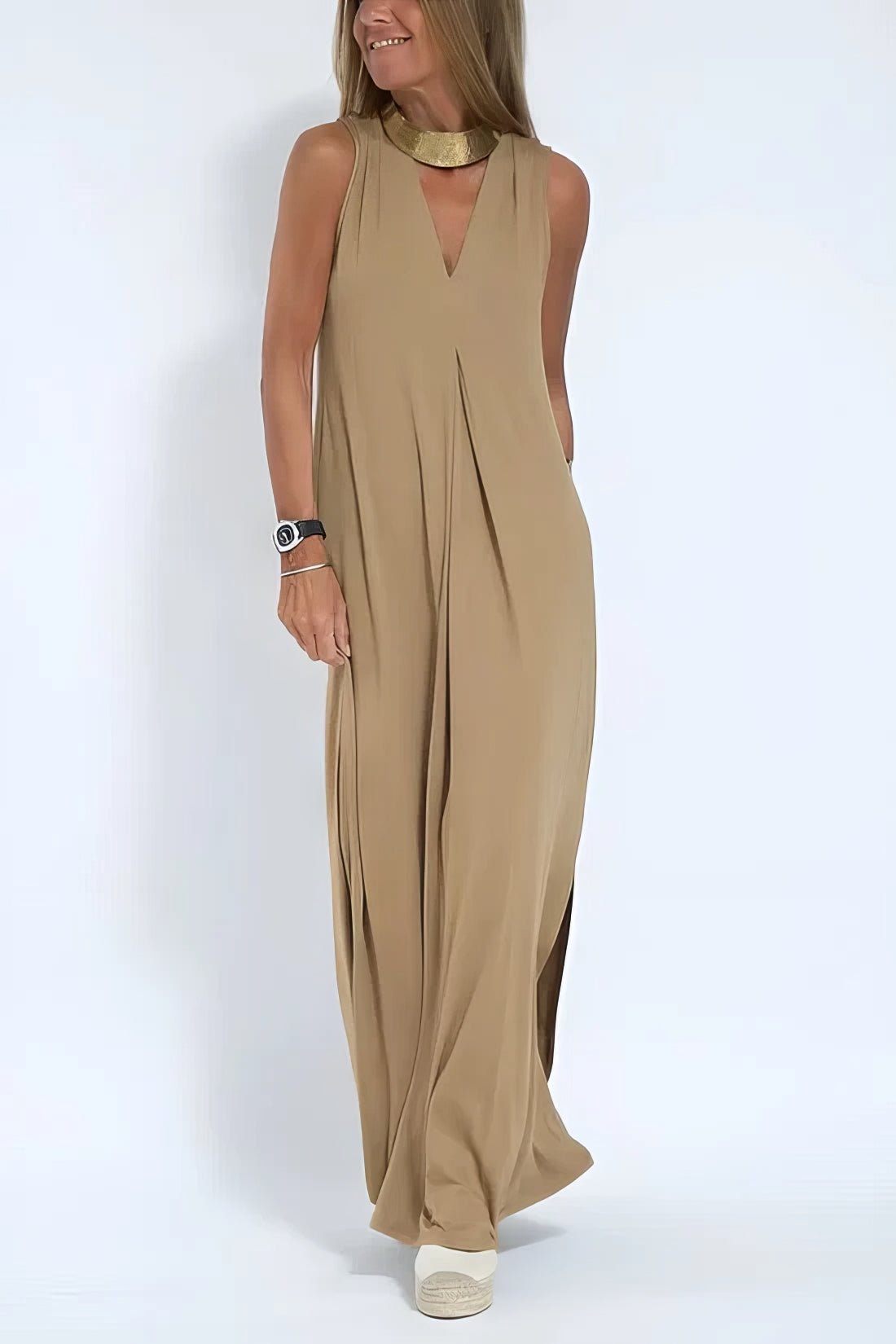 Charlotte | Plus Size Sleeveless Maxi Dress V-Neck Casual Elegant