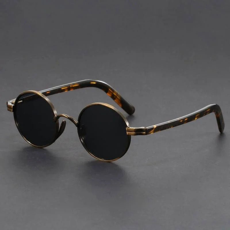 Sunglasses Retro Round Metal Frame UV400 Protection - Gray