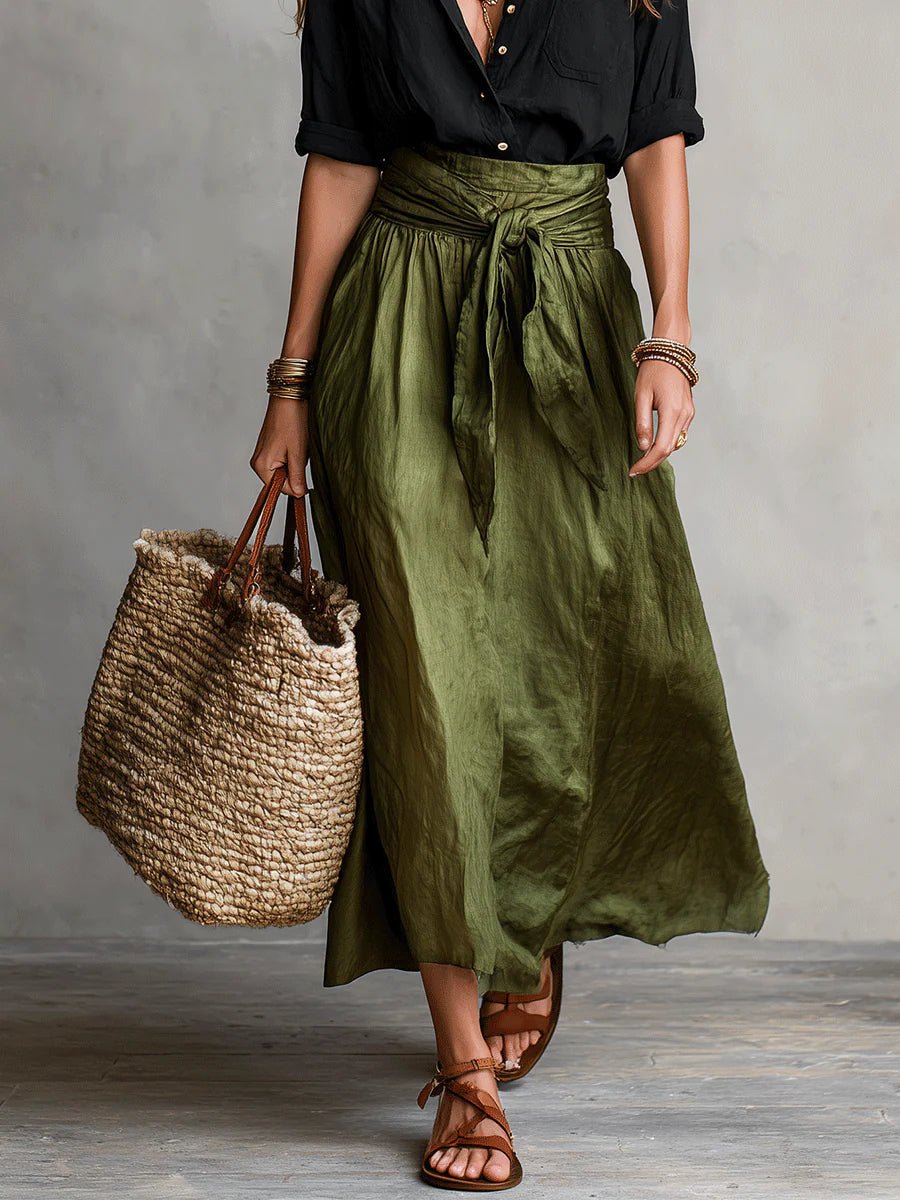 Eleanor | Two Piece Set Button Shirt High Waist Midi Skirt