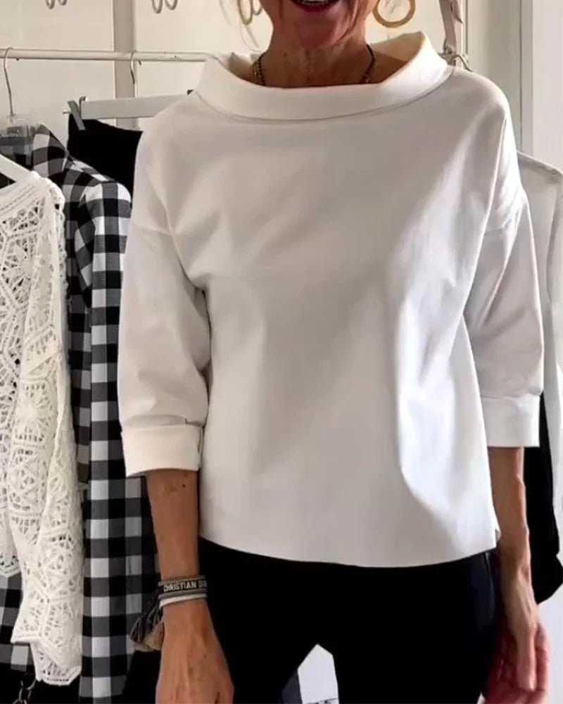 Mia | Women's Cowl Neck Top 3/4 Sleeve Relaxed Fit