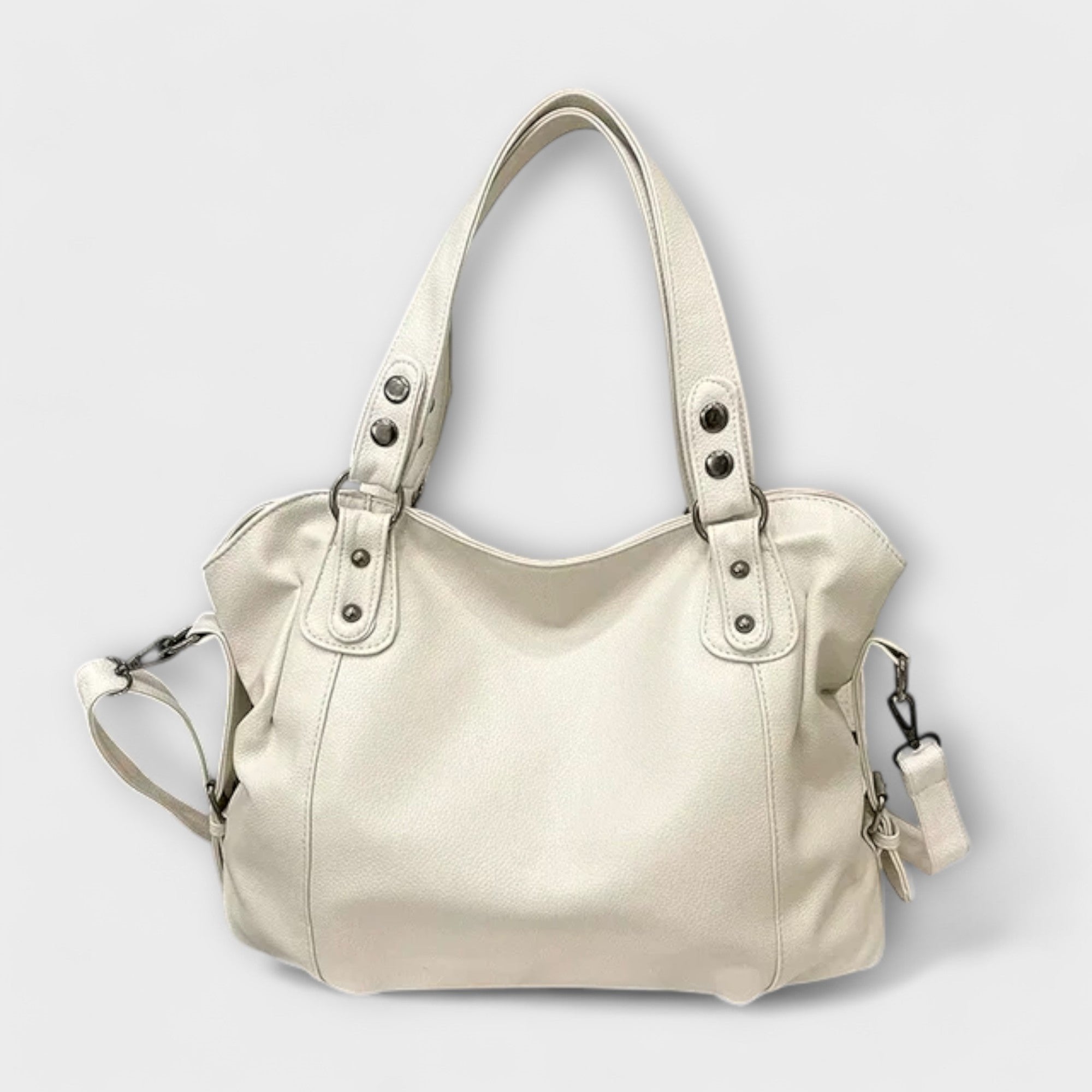 Women's Large Capacity Vegan Leather Shoulder Bag - Beige