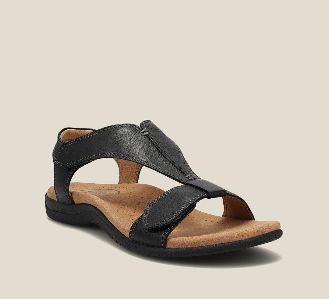 Women's Open Toe Sandals Adjustable Straps Comfort Footbed - Black