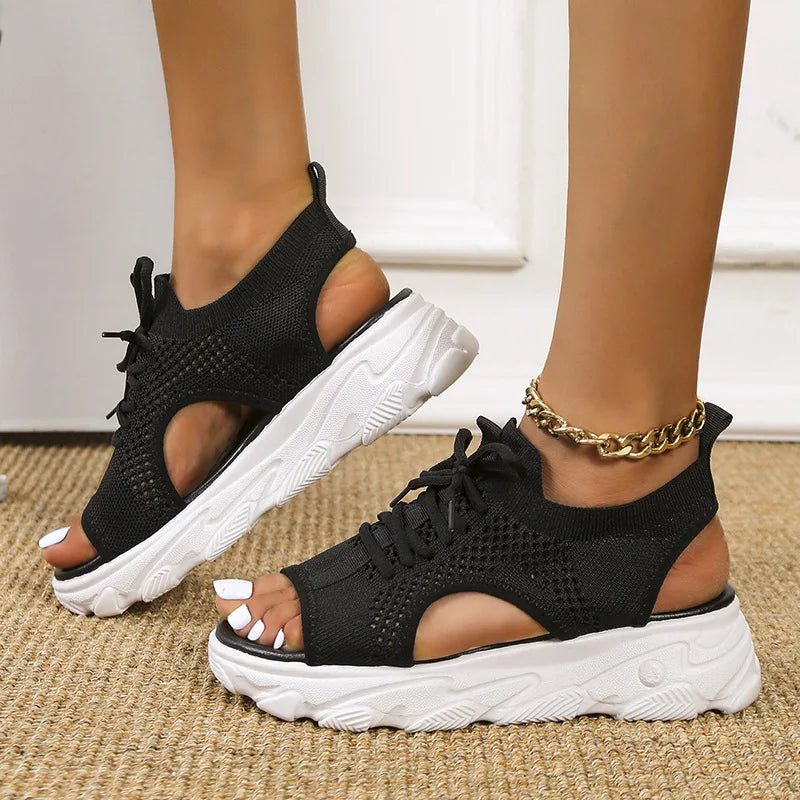 Camila | Women's Orthopedic Platform Sandals Lace-Up Knit