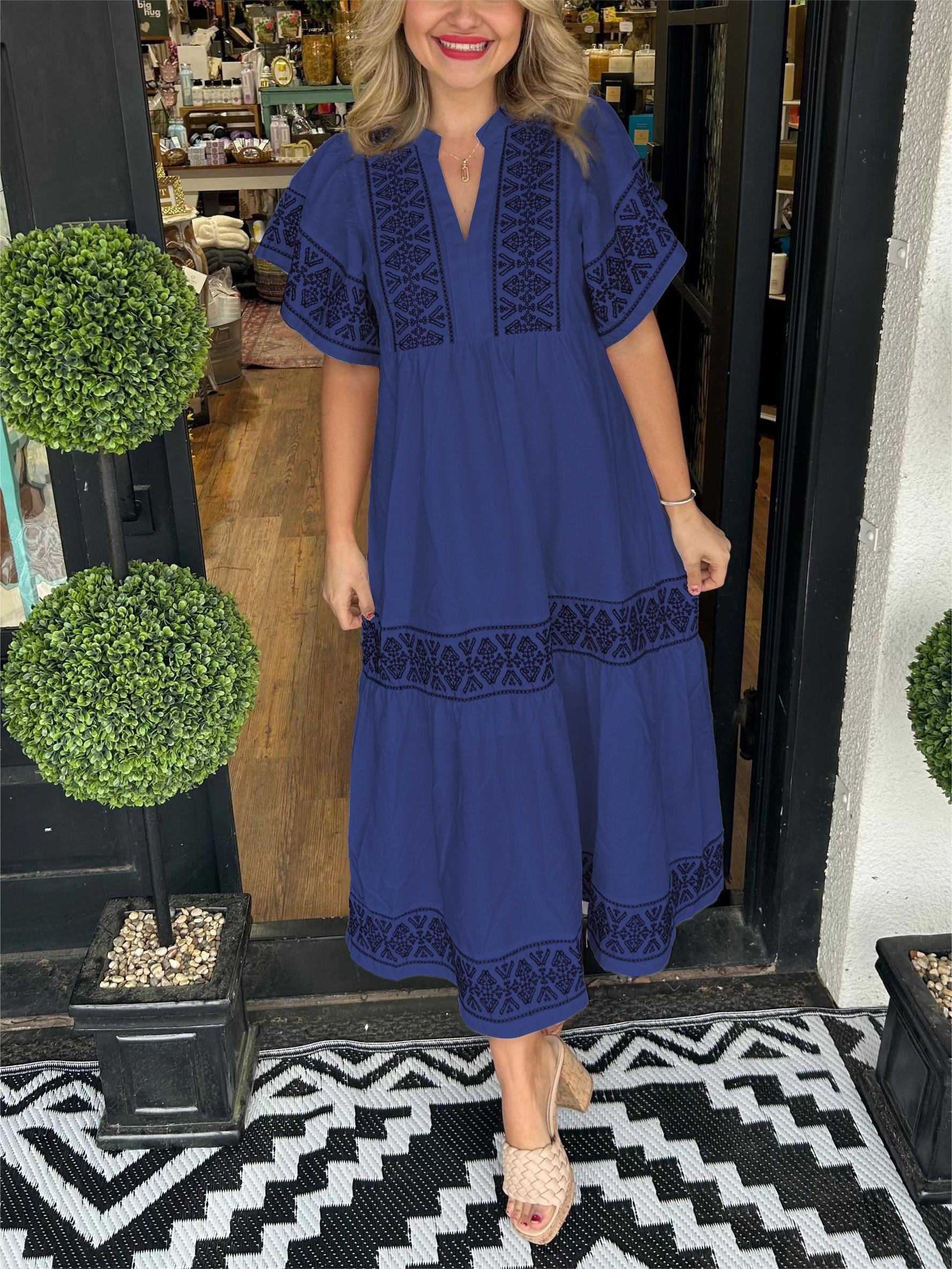 Patricia | Women’s Summer Boho V Neck Midi Dress