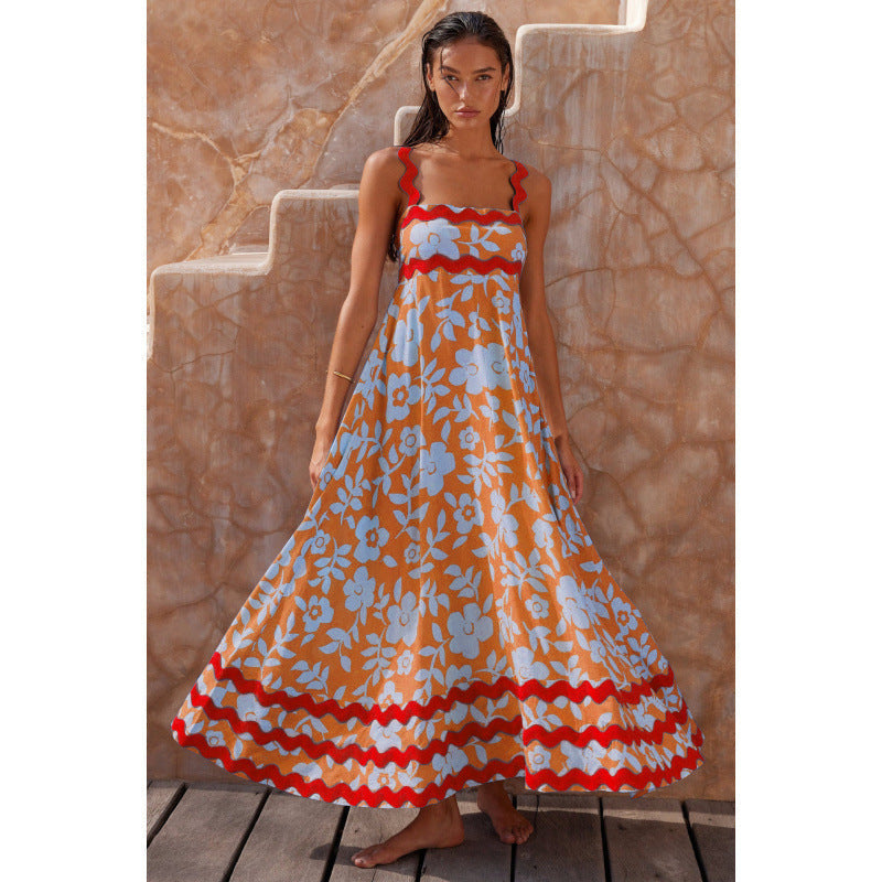 Kori | Women's Cotton Ric Rac Trim Square Neck Maxi Dress Carol & Margaret Wilmington