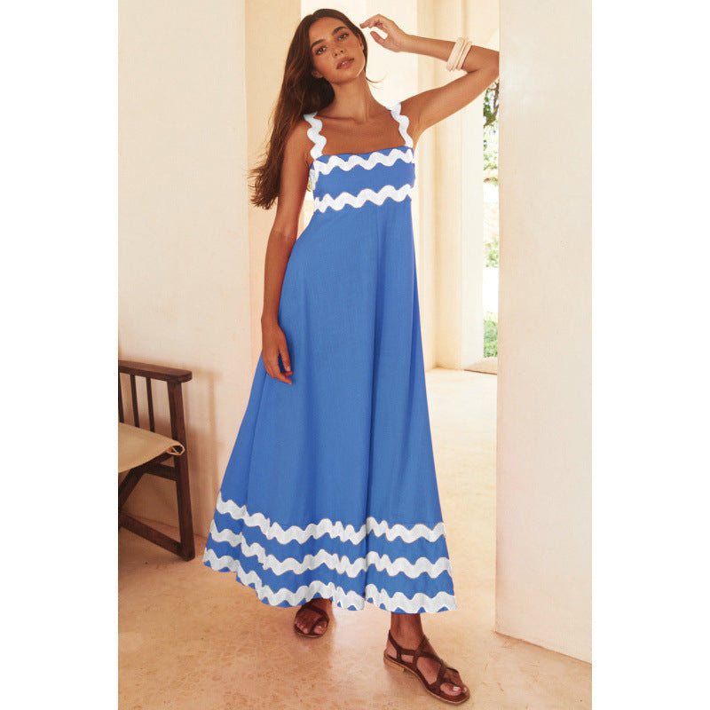 Kori | Women's Cotton Ric Rac Trim Square Neck Maxi Dress Carol & Margaret Wilmington