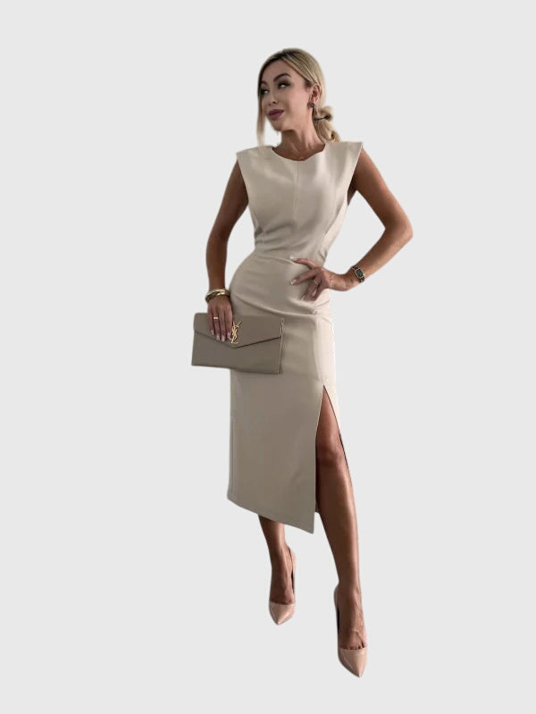 Rosalinda | Women's Stretch Sleeveless Side-Slit Bodycon Midi Dress Carol & Margaret Wilmington