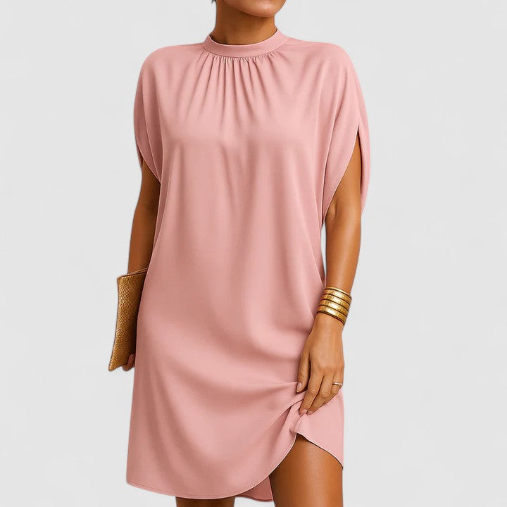 Juliet | Women's Satin Mock Neck Split Sleeve Mini Dress Carol & Margaret Wilmington