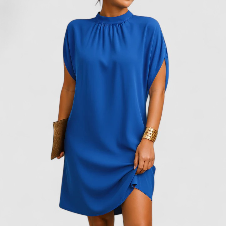 Juliet | Women's Satin Mock Neck Split Sleeve Mini Dress Carol & Margaret Wilmington