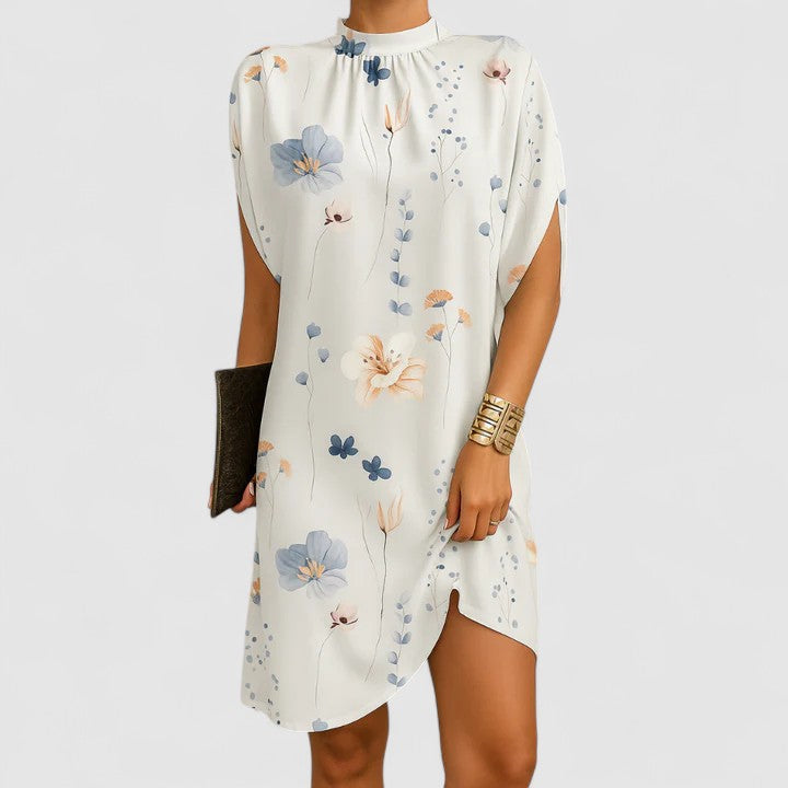 Juliet | Women's Satin Mock Neck Split Sleeve Mini Dress Carol & Margaret Wilmington