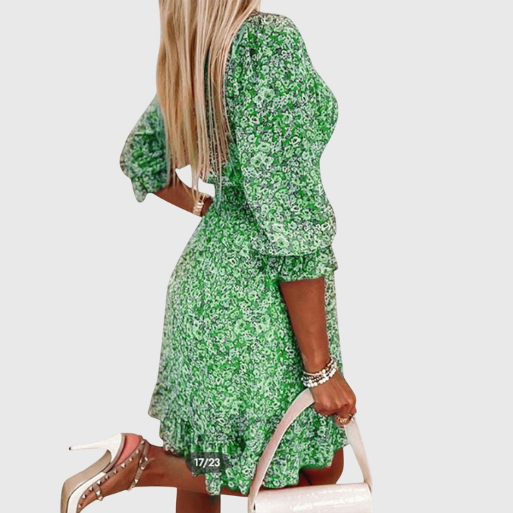 Robin | Women's Chiffon Floral V-Neck Skater Mini Dress Carol & Margaret Wilmington