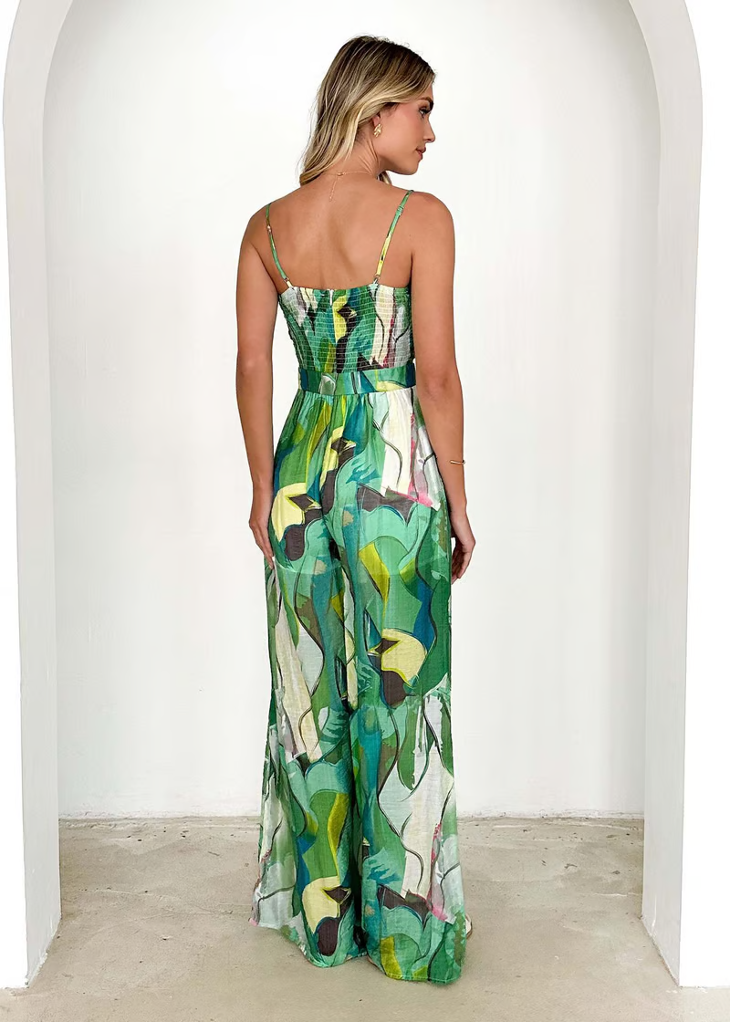 Brynn | Women's Chiffon Abstract Print Tie-Front Cutout Maxi Dress Carol & Margaret Wilmington
