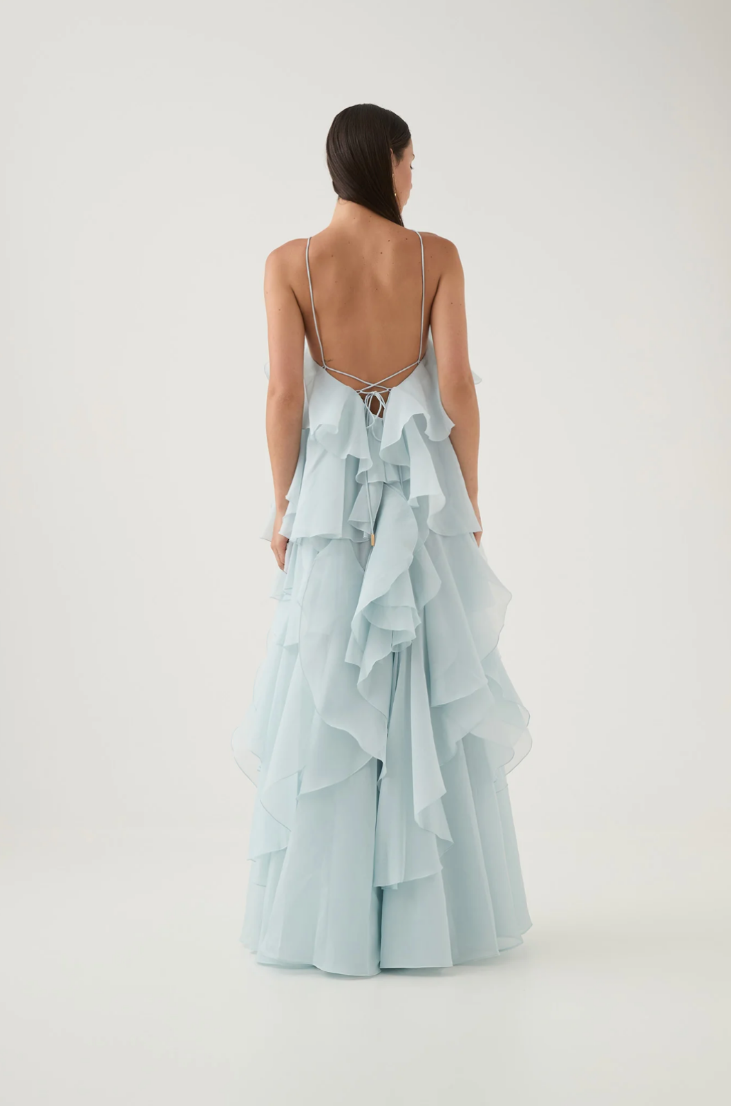 Callie | Women's Chiffon Tiered Ruffle Halter Neck Maxi Dress Carol & Margaret Wilmington