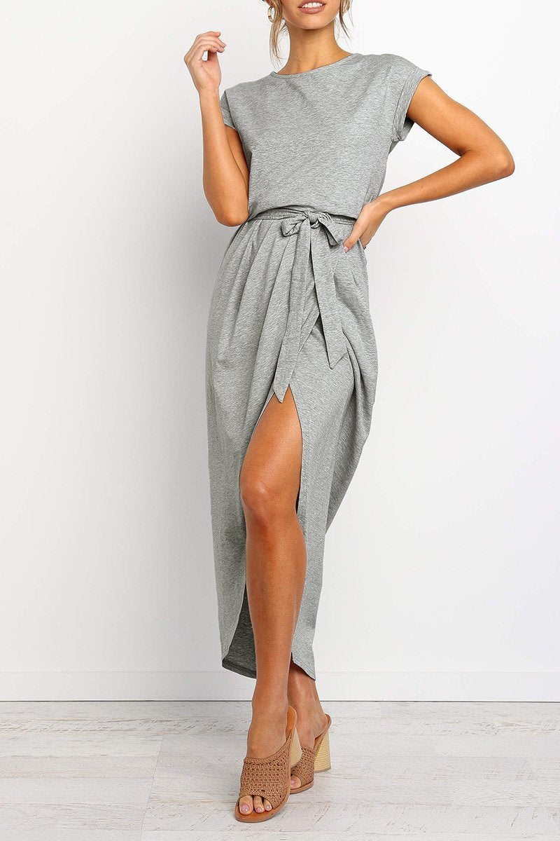 Delaney | Women's Chiffon Cap Sleeve Belted Wrap Midi Dress Carol & Margaret Wilmington