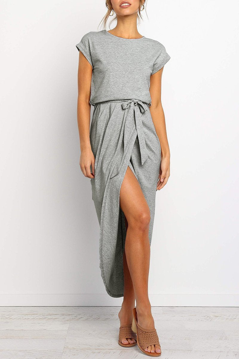 Delaney | Women's Chiffon Cap Sleeve Belted Wrap Midi Dress Carol & Margaret Wilmington
