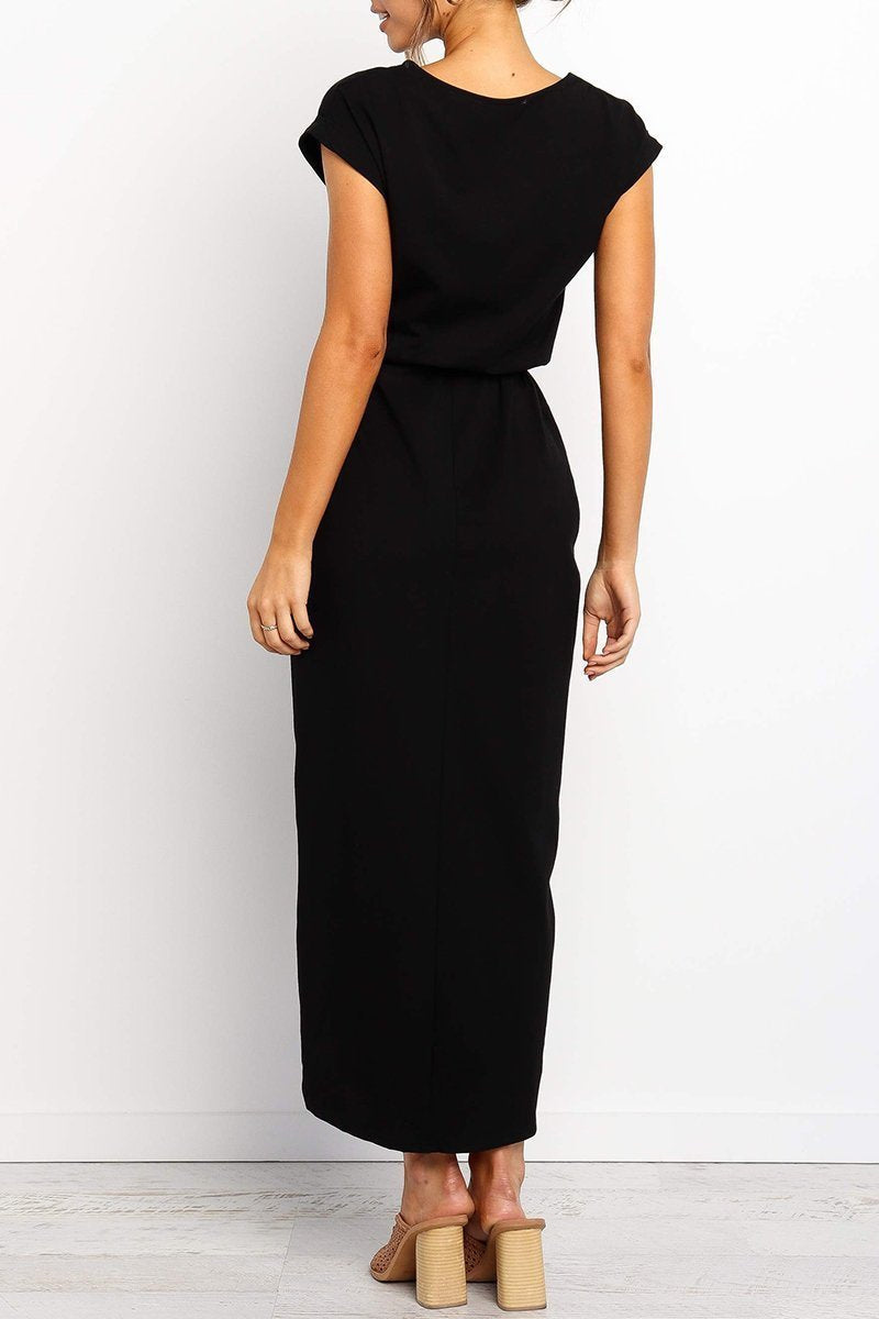 Delaney | Women's Chiffon Cap Sleeve Belted Wrap Midi Dress Carol & Margaret Wilmington