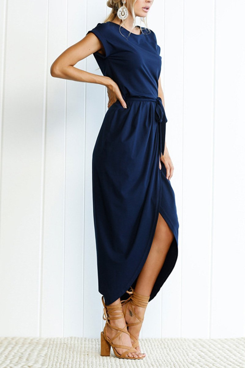 Delaney | Women's Chiffon Cap Sleeve Belted Wrap Midi Dress Carol & Margaret Wilmington