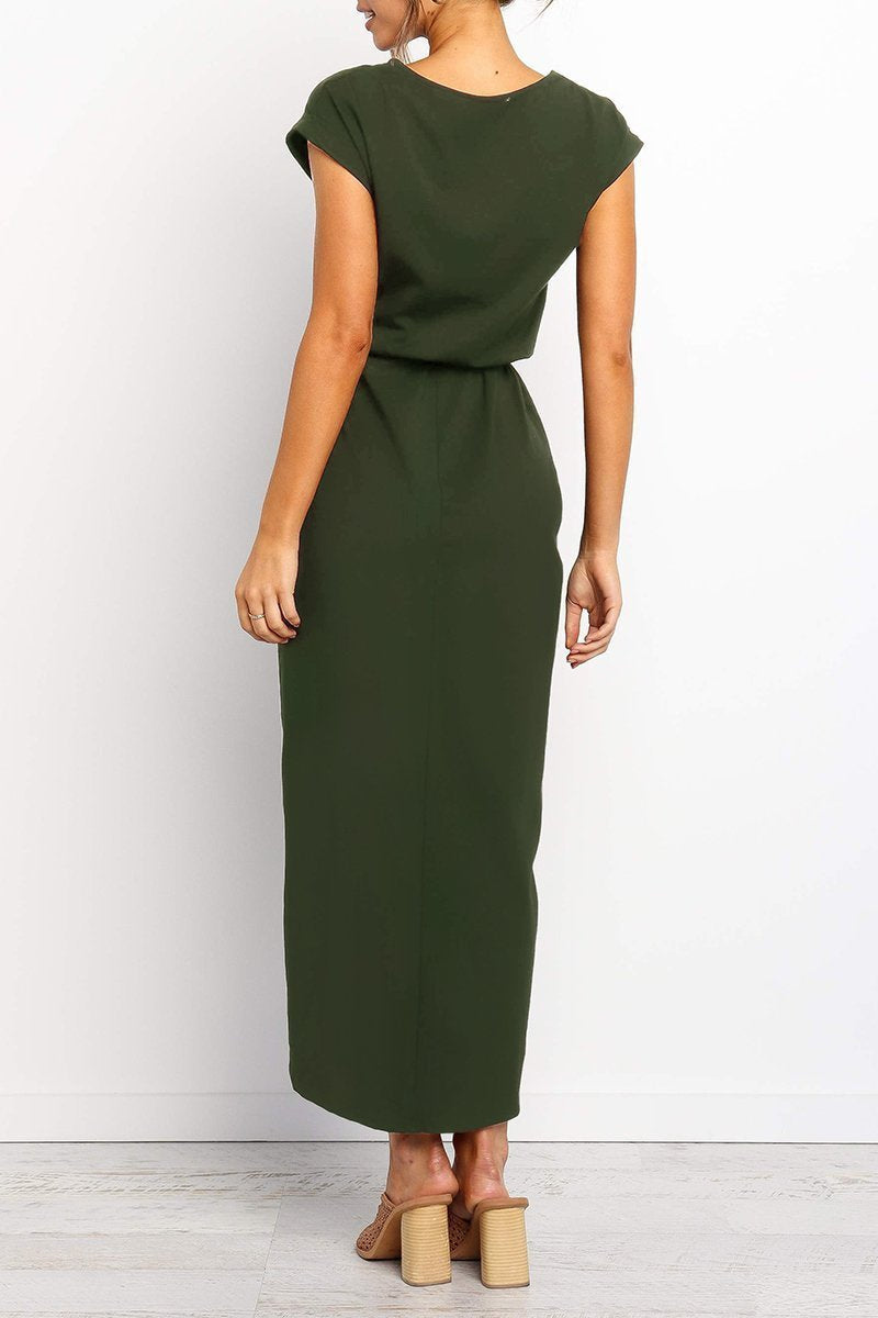 Delaney | Women's Chiffon Cap Sleeve Belted Wrap Midi Dress Carol & Margaret Wilmington