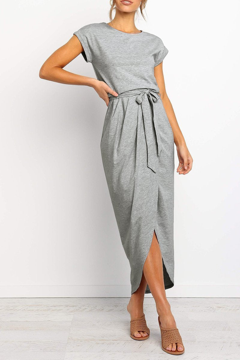 Delaney | Women's Chiffon Cap Sleeve Belted Wrap Midi Dress Carol & Margaret Wilmington