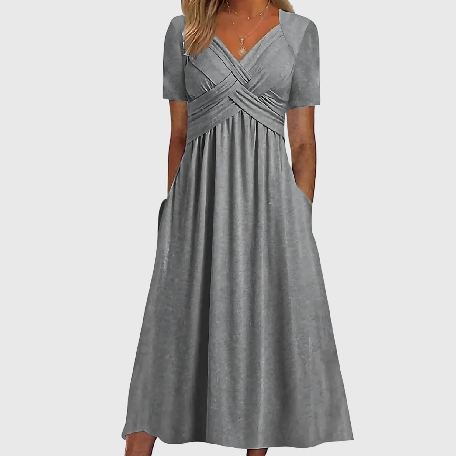 Jennie | Women's Stretch Cross-Front V-Neck Midi Dress Carol & Margaret Wilmington
