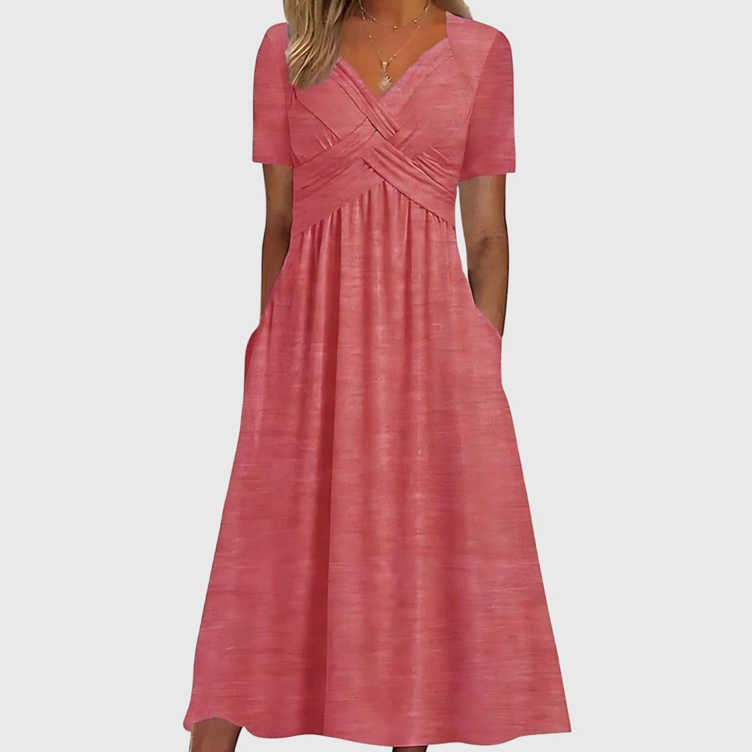 Jennie | Women's Stretch Cross-Front V-Neck Midi Dress Carol & Margaret Wilmington
