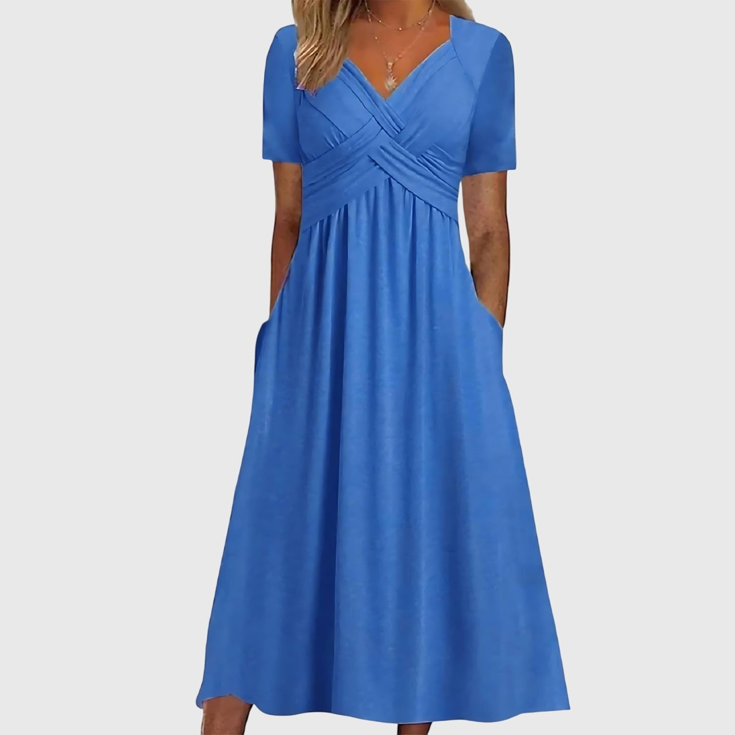Jennie | Women's Stretch Cross-Front V-Neck Midi Dress Carol & Margaret Wilmington