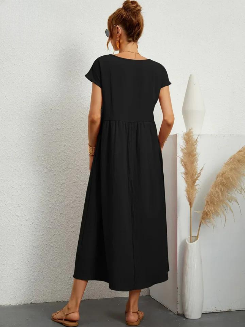 Melina | Women's Cotton Cap Sleeve Gathered Waist Midi Dress Carol & Margaret Wilmington
