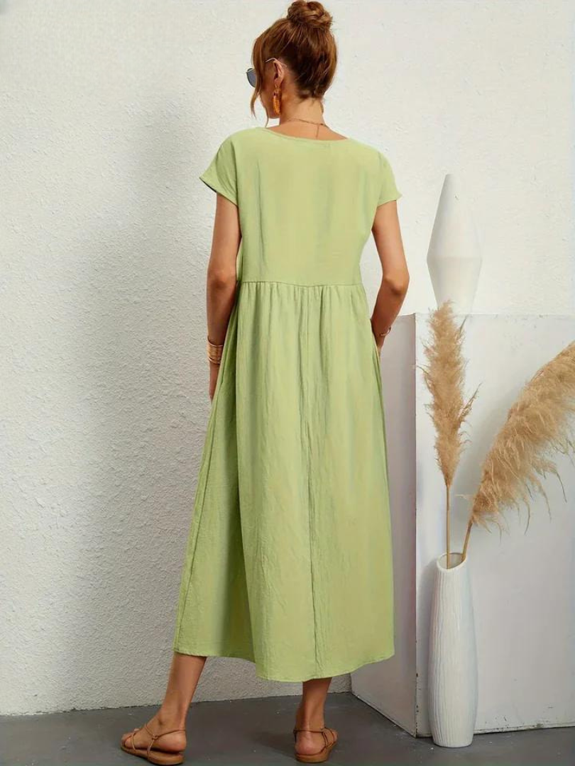Melina | Women's Cotton Cap Sleeve Gathered Waist Midi Dress Carol & Margaret Wilmington
