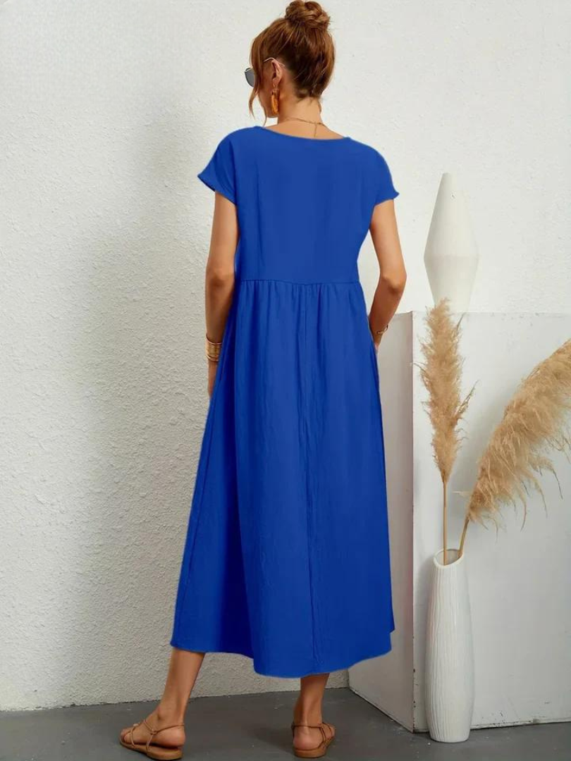 Melina | Women's Cotton Cap Sleeve Gathered Waist Midi Dress Carol & Margaret Wilmington