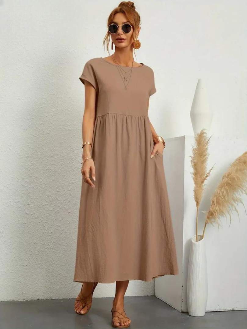 Melina | Women's Cotton Cap Sleeve Gathered Waist Midi Dress Carol & Margaret Wilmington