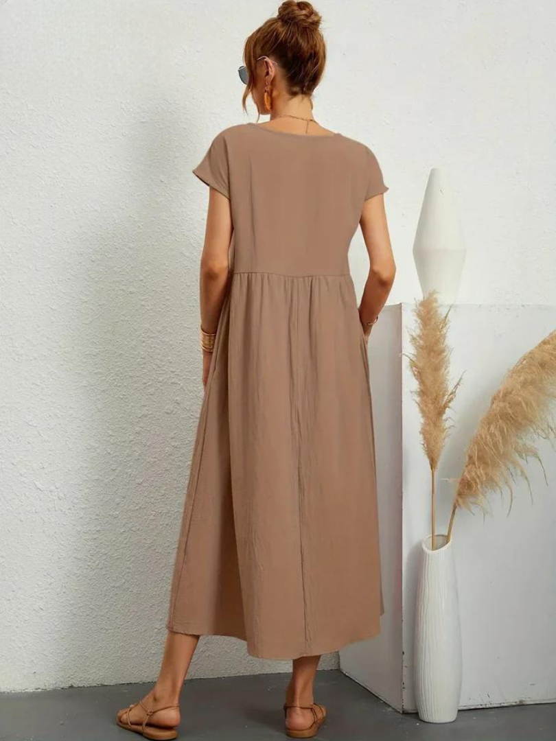 Melina | Women's Cotton Cap Sleeve Gathered Waist Midi Dress Carol & Margaret Wilmington