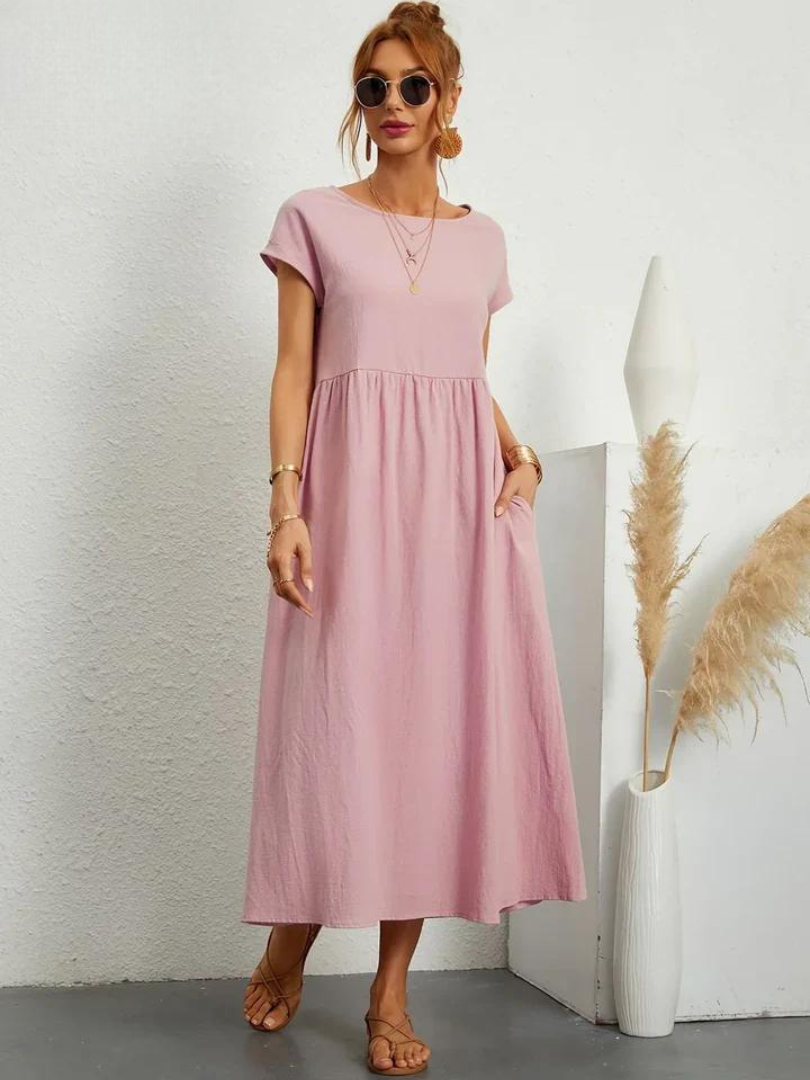 Melina | Women's Cotton Cap Sleeve Gathered Waist Midi Dress Carol & Margaret Wilmington